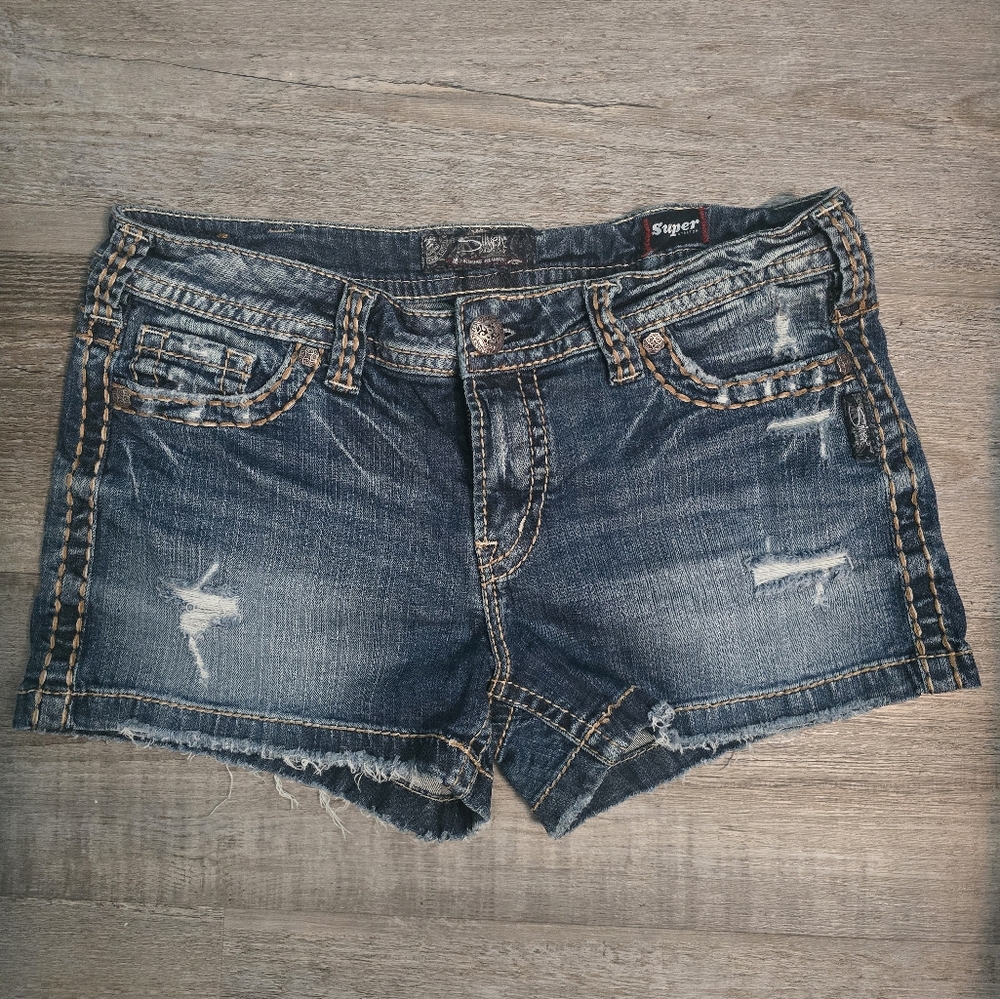 Silver Jeans Blue Denim with Tan Accents